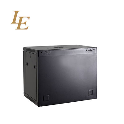 19 Inch 9-U Wall-Mounted Rack, 600x450mm, With 1 Fan And 4 Uprights, Removable Sides Panels, Black Color RAL9004