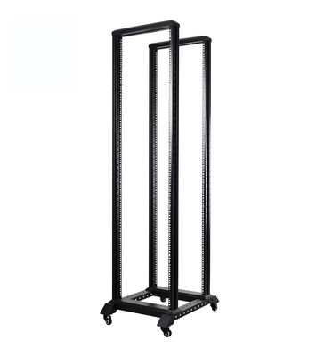 LE-RA Open Server Rack SPCC Quality Steel Powder Coated Finish 350mm 600mm Depth Options 19 Inch Standard 4-Post Mobile Open Frame Server Rack Adjustable Depth 18U-47U 600mm Width 120kg Load Capacity