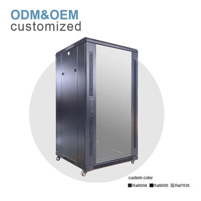 Floor Standing Server Rack 22U Tempered Glass Door 19Inch Network Cabinet Data Center