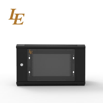 19 Inch Wall Mounted Rack Enclosure RAL9005 Black RAL9004 Black 4U 6U 9U 12U Metal Cabinet 600mm Width 450mm/600mm Depth Red/Orange/Blue Decorative Strips on Glass Front Door Disassembled Packing