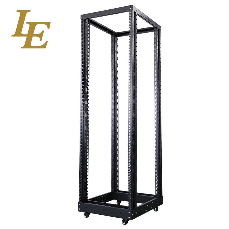 LE-RD Heavy Duty Open Rack SPCC Steel Construction Powder Coated Finish Adjustable Depth Mobile Solution4 Post Open Frame Server Rack 18U-47U 600mm-1000mm Depth 500kg Load Capacity SPCC Steel CE