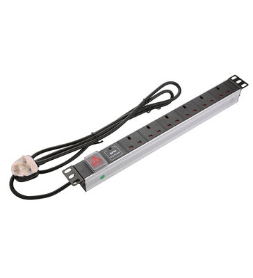 واحد توزیع برق صنعتی UK Socket 1U Height Aluminium Alloy 8 Sockets & 6 Outputs 250V AC 13A