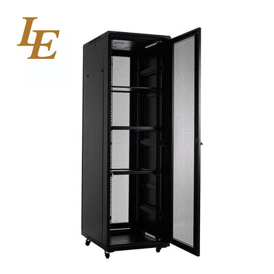 LE 42U 19 اینچ سرور ریک کابینت شبکه مرکز داده ریک SPCC درب شیشه ای سرد فلز IEC297-2 IP20