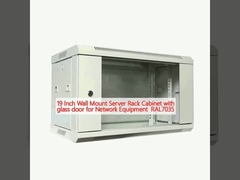 19 اینچ دیوار نصب سرور قفسه کابینت با درب شیشه ای برای تجهیزات شبکه RAL7035